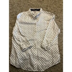 Alison Daley Women's size 16 White Black Polka Dot Collared 3/4 Blouse